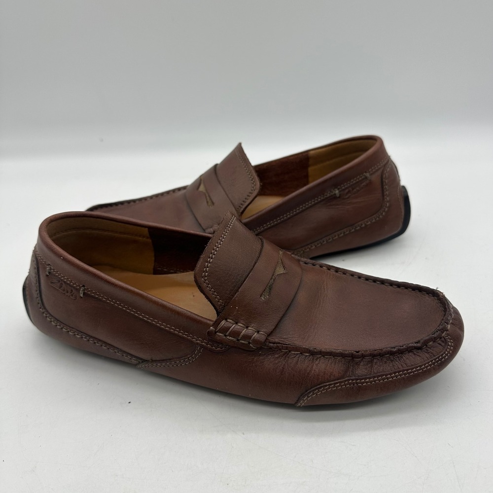 Clarks 26108167 Mens 8 Ashmont Way Brown Leather Casual Loafers Driving Shoes